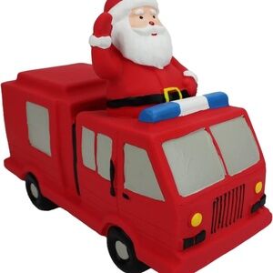 Multipet Holiday Red Stuffed Latex Santa Claus Fire Truck 6.5" Dog Toy Christmas